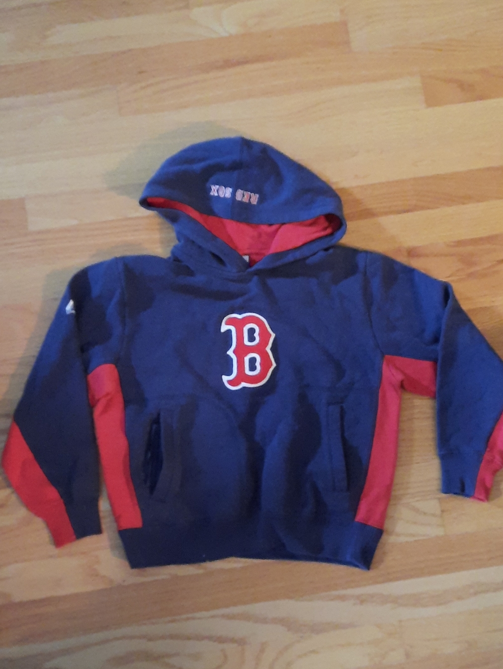 Majestic Navy & Red Sox Boston 'B' Hooded Sweatshirt Small